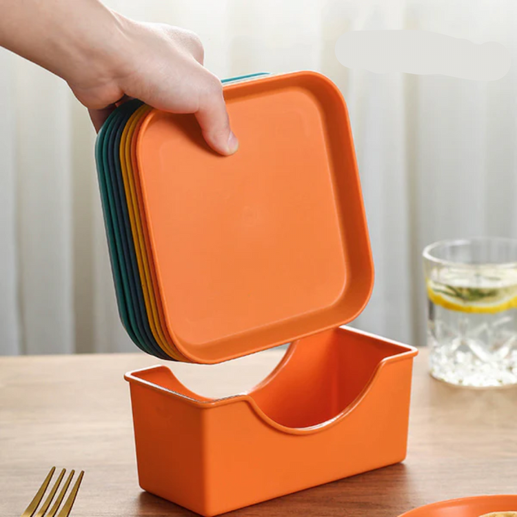 Plastic Plate Set 10 Pcs with Holder