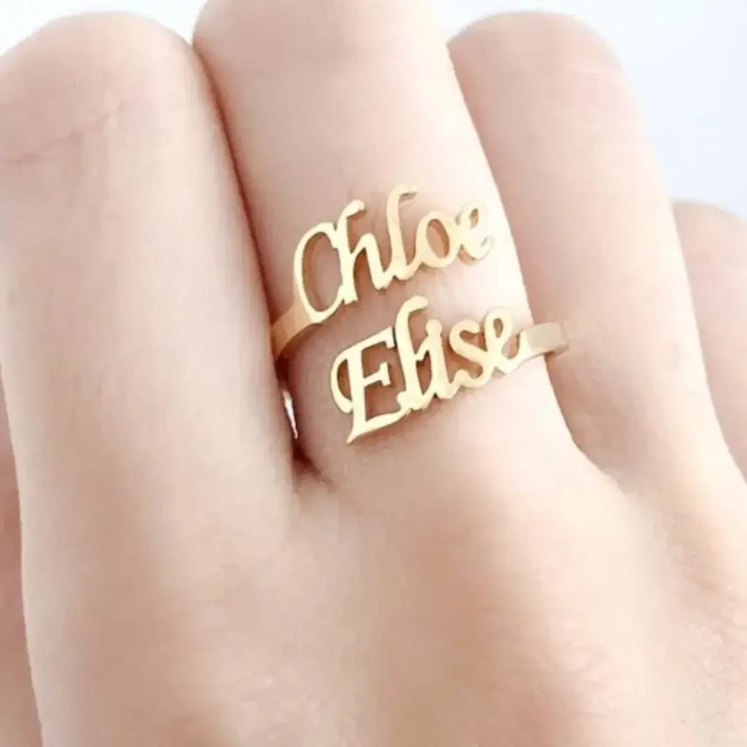 Customized Double Name Rings
