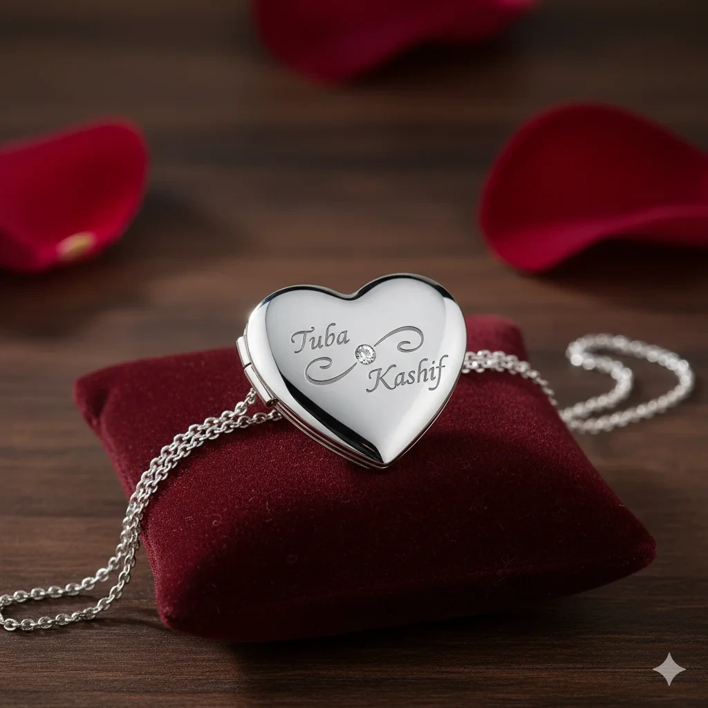 Customized Double Name Heart Locket –Tuba & Kashif