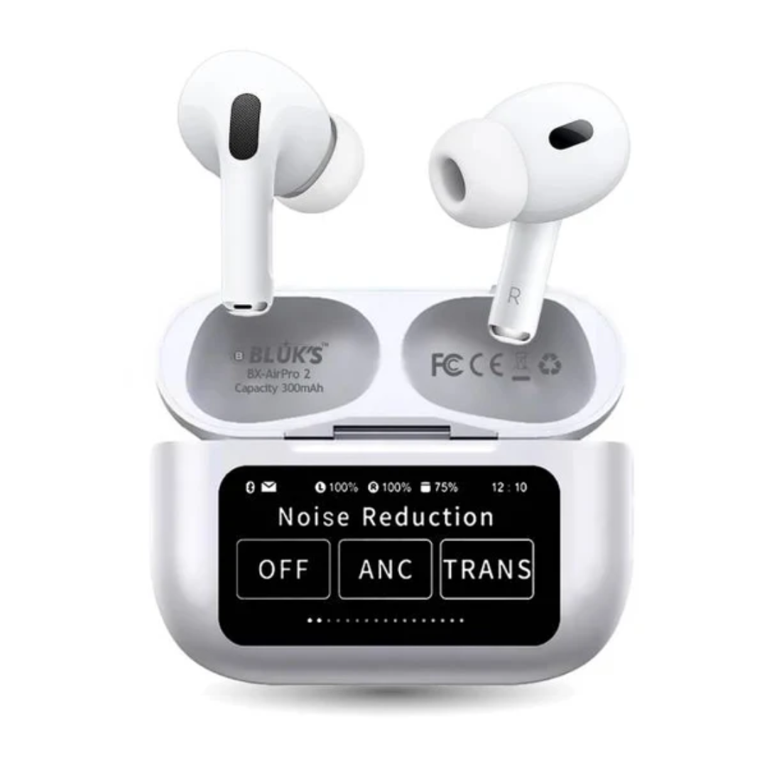 BLUK'S BX-AirPro 2 – White | ENC Enabled | LED Display | Premium Sound