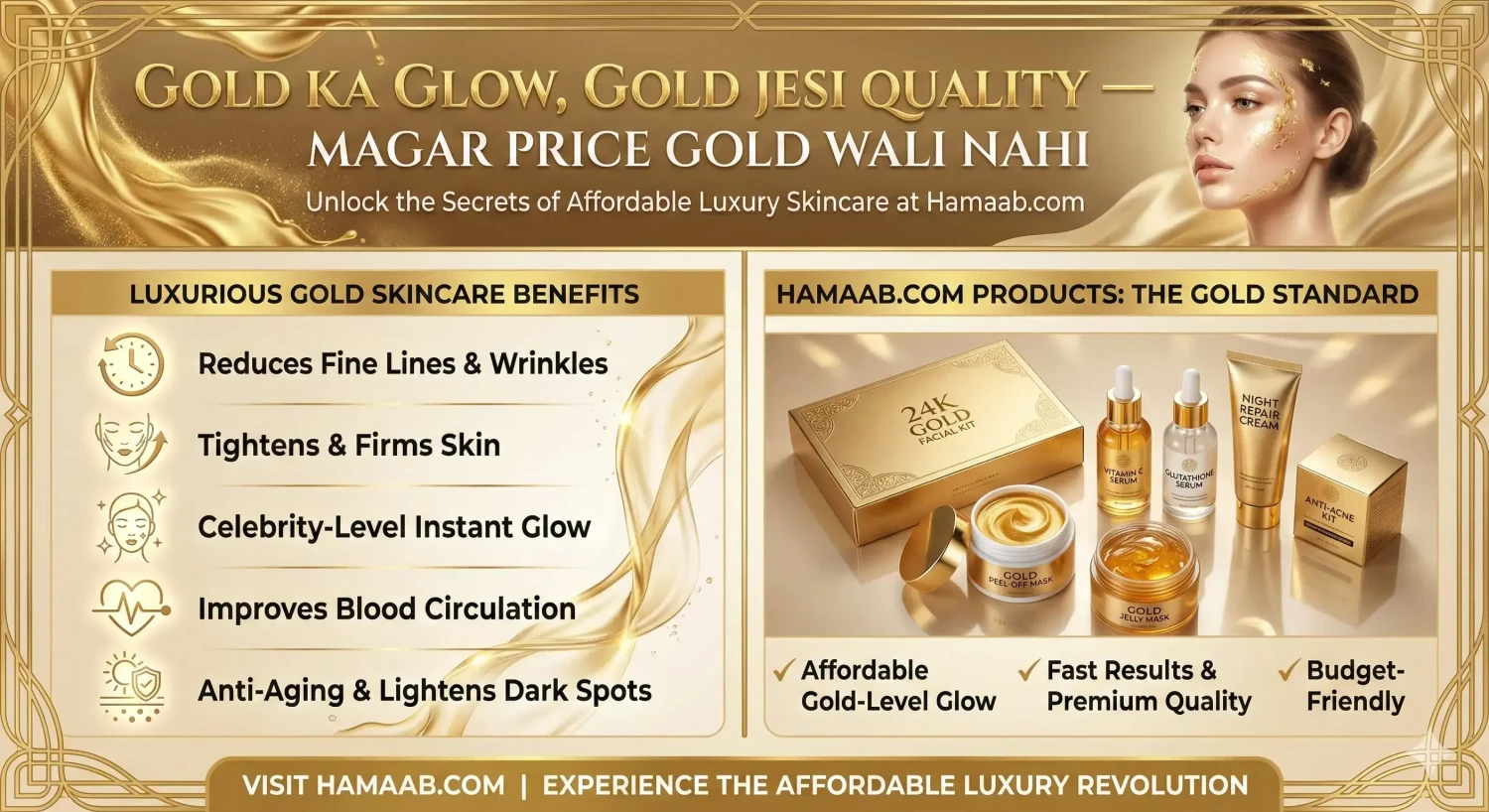 Gold Price in Pakistan Today + Gold Skincare Benefits + Affordable Gold-Glow Products at Hamaab.com