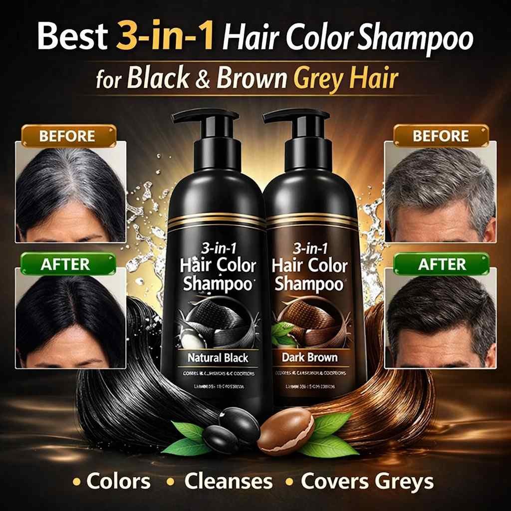 Best 3-in-1 Hair Color Shampoo for Black & Brown Grey Hair