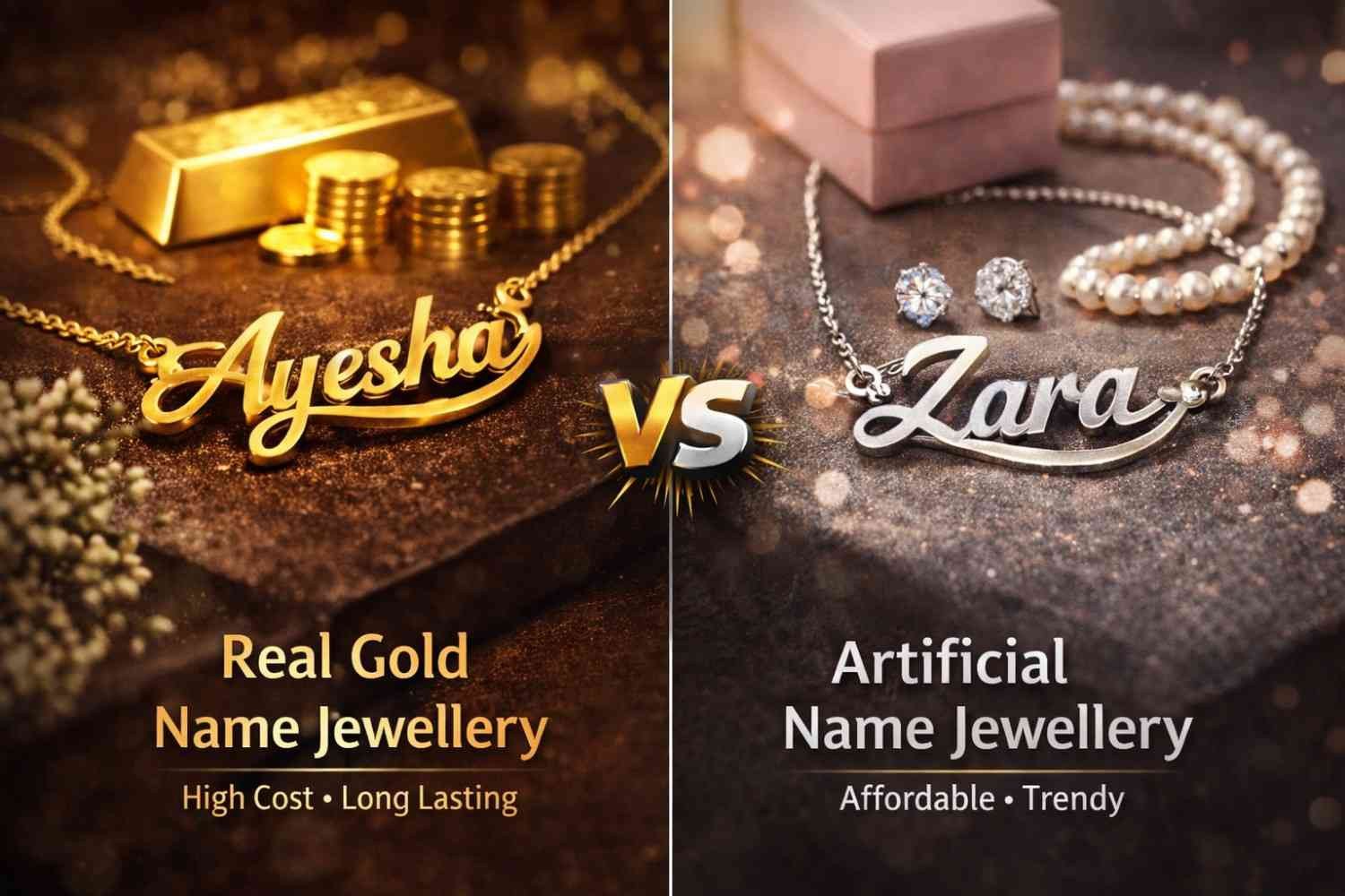 Real Gold Name Jewellery vs Artificial Jewellery Prices in Pakistan